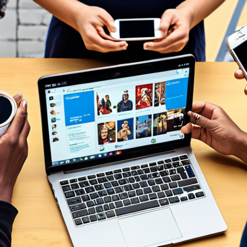 Home 18 **A diverse group of people actively engaging with personalized advertisements on their smartphones and laptops, showcasing dynamic content adapting to their individual interests.** (Focuses on personalization and dynamic content)