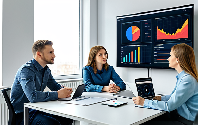 **
"A diverse marketing team brainstorming around a table in a modern Moscow office, analyzing data analytics dashboards on large screens, fully clothed, appropriate attire, safe for work, professional environment, natural light, perfect anatomy, correct proportions, family-friendly, high-resolution photography, realistic."
**