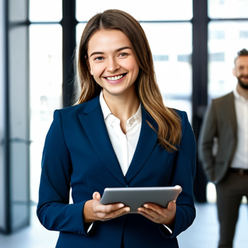 **

A successful entrepreneur, fully clothed in a stylish yet modest business suit, standing in a modern co-working space filled with natural light. She is holding a tablet and smiling confidently. Background includes blurred images of other professionals collaborating. Perfect anatomy, correct proportions, natural pose, well-formed hands, professional photography, high quality, safe for work, appropriate content, professional, family-friendly.

**