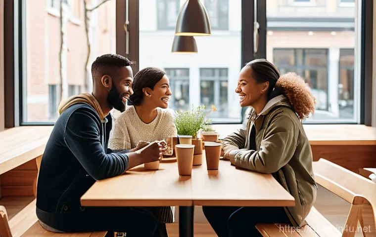 광고홍보사와 브랜드 스토리텔링 - A group of diverse adults, aged between 25 and 55, engaged in a lively and genuine discussion around...