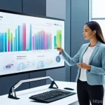 광고홍보사와 전통 광고의 현대화 - **Prompt:** A futuristic marketing team collaboratively analyzing data in a sleek, modern office. A ...