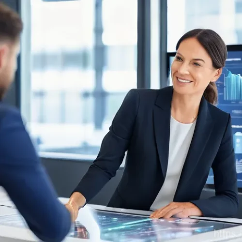 Home 28 광고홍보사 경력직 이직 팁 - **Prompt:** A dynamic, wide shot of a marketing strategist in their late 40s, with a focused and int...