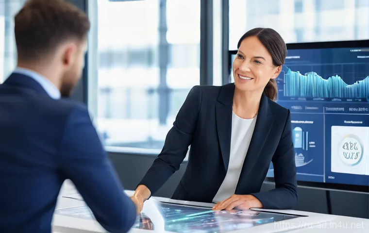 광고홍보사 경력직 이직 팁 - **Prompt:** A dynamic, wide shot of a marketing strategist in their late 40s, with a focused and int...