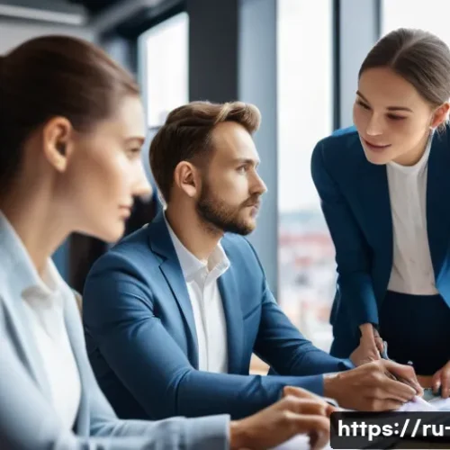 Home 13 광고홍보사와 광고 실행 프로세스 - "A diverse and professional marketing team, consisting of 3-4 individuals, actively collaborating ar...