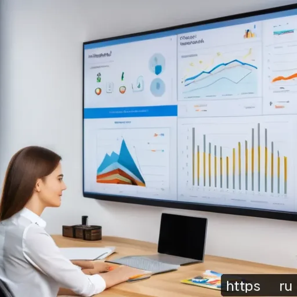광고홍보사와 초보자를 위한 가이드 - A modern digital marketing office scene focused on analyzing target audience data for a Russian-spea...
