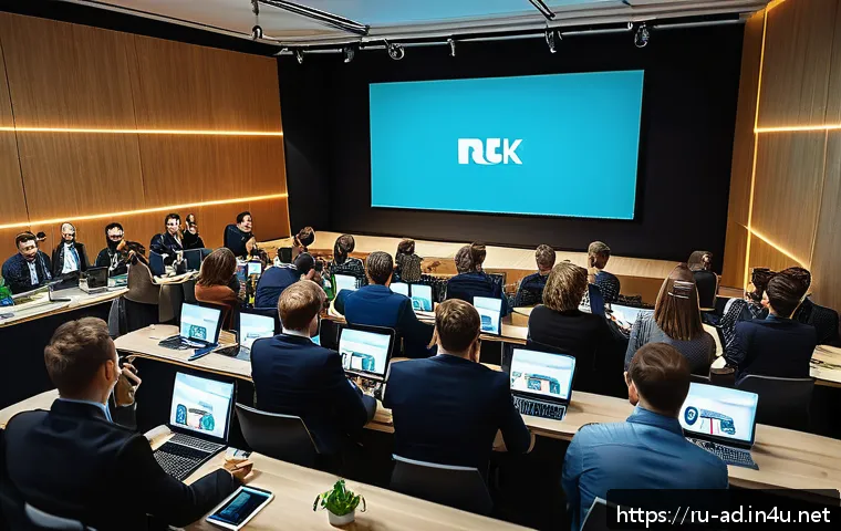 광고홍보사와 기업 광고 브랜딩 성공 사례 - A dynamic marketing event scene in Moscow combining offline and online elements: a modern conference...