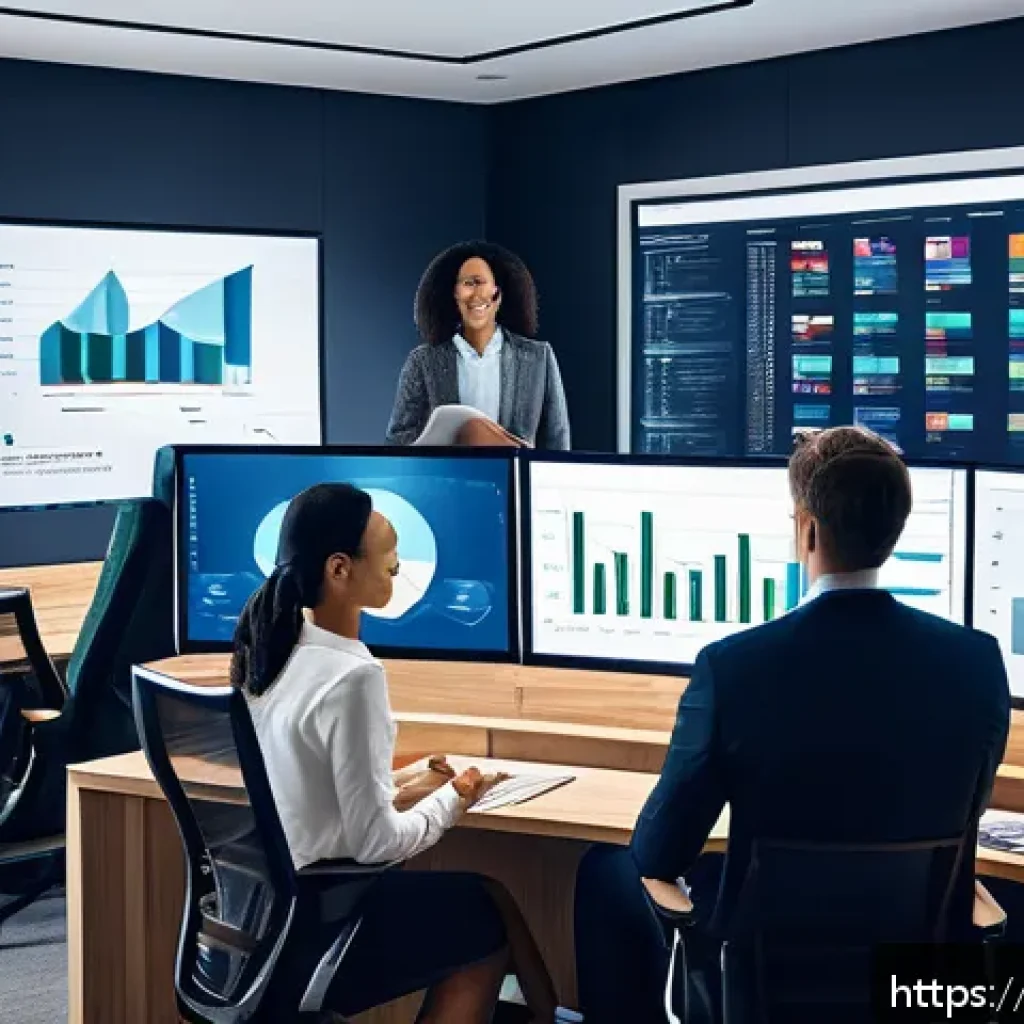 광고홍보사와 마케팅 전문가 차이 - A modern office setting showing a diverse team of marketing professionals analyzing market data on l...