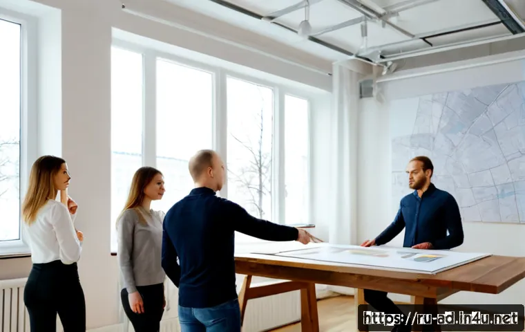 Home 17 광고홍보사와 비주얼 스토리텔링 광고 - Photorealistic advertising agency creative team in a modern Moscow studio, diverse Russian professio...